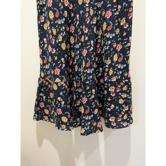 J Crew Mercantile Ruched Waist Dress In Vintage Floral Lined Navy Sz 8 J4272 - Picture 4 of 15